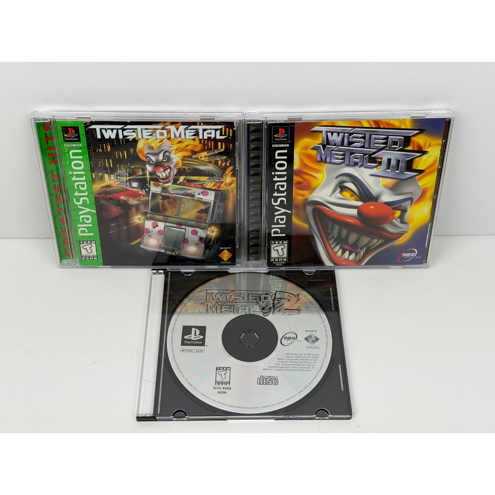 Twisted Metal Lot of 3 1 2 3 PS1 PlayStation 1 CIB Complete Discs are Excellent